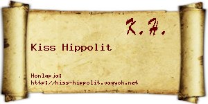 Kiss Hippolit névjegykártya